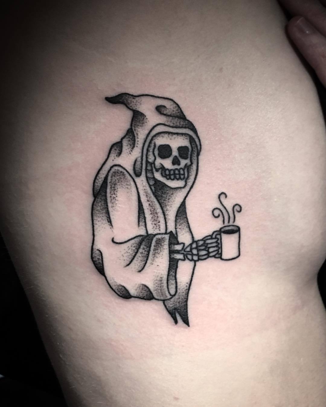 fourthkindillustration: Reaper Rituals on Meghan’s ribz. 💀☕️ Thanks again!