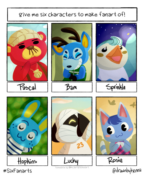 Did the Six Fanarts challenge from Twitter with all Animal Crossing characters because I just need c