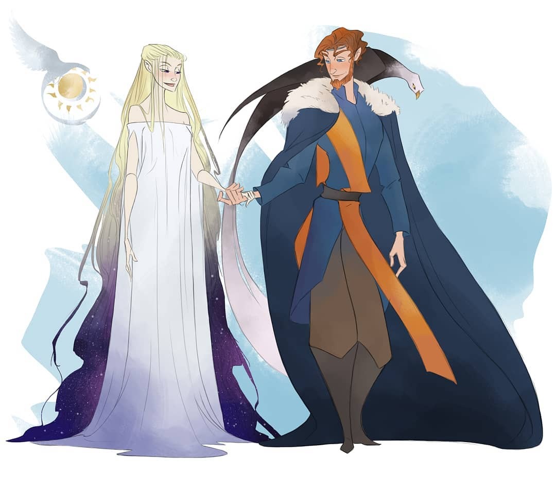 ELDAMAR on Tumblr: Varda & Manwe by https://www.instagram.com/0.p.a.l.e/ " Manwë and Melkor were brethren in the thought of Ilúvatar. The...