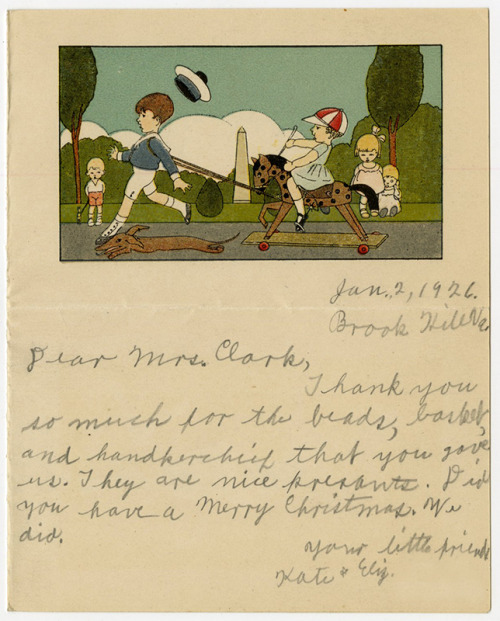 After the holiday presents, thank-you notes should follow.This charming note from “Your little frien
