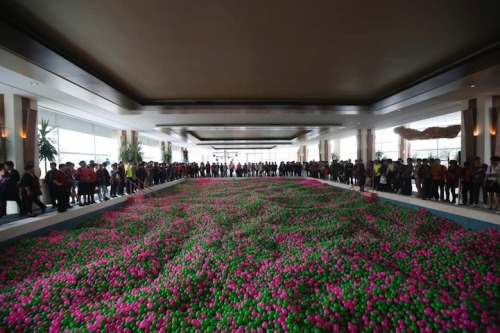 ultrafacts:  On October 30, 2013 Kerry Hotel in Pudong, Shanghai attempted to create a Guinness World Record of the Largest Ball Pit. Part of the “Pink October” campaign, an event aimed at raising awareness of breast cancer prevention, a whopping