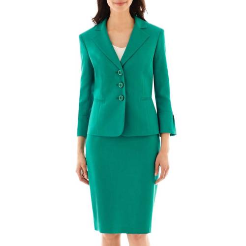 Black Label by Evan-Picone Three-Button Notch-Lapel Jacket and Skirt Suit