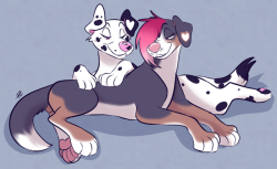 dottipink:  artwork by https://twitter.com/Pastel_teeth  Dotti and Bubblegum together. I’d like to think Dotti is a lot to handle… but she does have a softer side. She’s selective when and who with that she reveals it to. Bubblegum isn’t a pushover