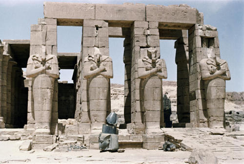 Osirid Statues of Ramesses II The &ldquo;other&rdquo; granite head displayed in front of Osi