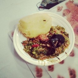 Eba with Okro/Okra soup &amp; snail. I&rsquo;m gonna get fat before I leave Naij #lol #NigerianFood #NigerianDish #Day4 (at Warri Delta State,nigeria)