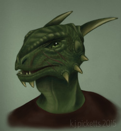kjpicketts:  Veezara! An Argonian character from Skyrim. Because Argonians are great. Pencil sketch coloured in Photoshop. 