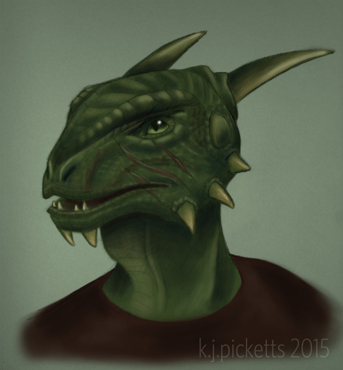 kjpicketts:  Veezara! An Argonian character from Skyrim. Because Argonians are great. Pencil sketch coloured in Photoshop. 