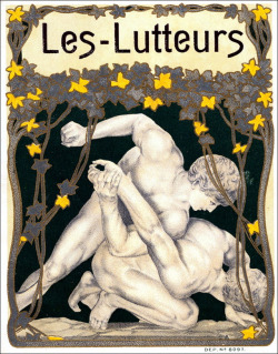 buzz-o-graph:Les Lutteurs / The Wrsetlers. Cigar box label, around 1900