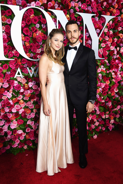 Melissa Benoist and Chris Wood attend the 72nd Annual Tony Awards at Radio City Music Hall in New Yo
