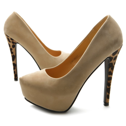 (via Ollio Womens Pumps Platforms Faux-Suede Leopard High Heels Multi Colored Shoes)