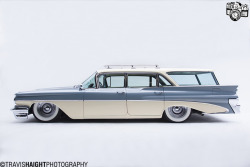 travishaightphotography:  Here’s a teaser from an upcoming magazine feature. It’s Max Grundy&rsquo;s &lsquo;59 Pontiac Safari wagon and it&rsquo;s sexy as hell! *Max ain&rsquo;t too shabby himself* Had the privilege of shooting it yesterday at the