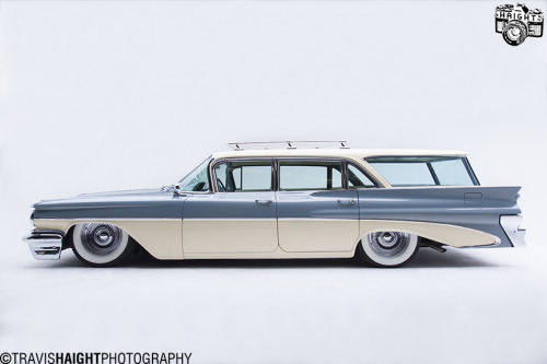 travishaightphotography:  Here’s a teaser from an upcoming magazine feature. It’s Max Grundy’s ‘59 Pontiac Safari wagon and it’s sexy as hell! *Max ain’t too shabby himself* Had the privilege of shooting it yesterday at the