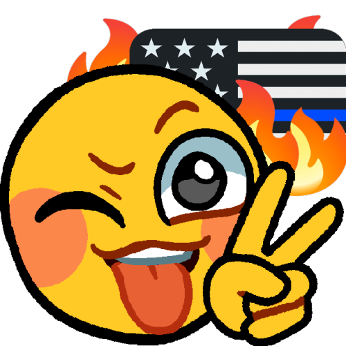 peace tongue-out while american flag burning/thin blue line flag burning—-like or reblog if us