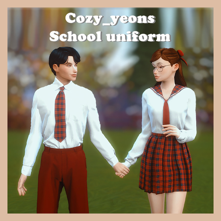 Sims4 CC Cozy_yeons School uniform : 심즈4 의상 CC... - Cozy_yeons Sims