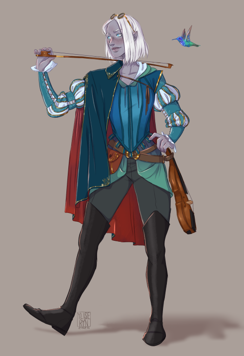 My latest commision, Jillian Cora Tealeaf, an half-drow bard for Louise! 