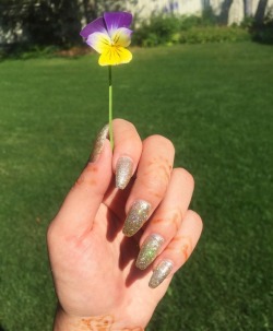 New Nails 💅🏼#Newclaws #Glitter #Coffinnails #Uvgel #Nails #Violaflower #Violaceae