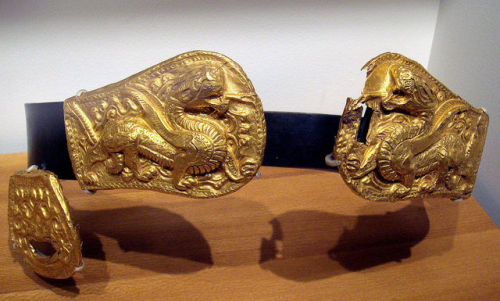 Xianbei belt buckle from the 3rd-4th century CE. The Xianbei were a nomadic group that lived to the 