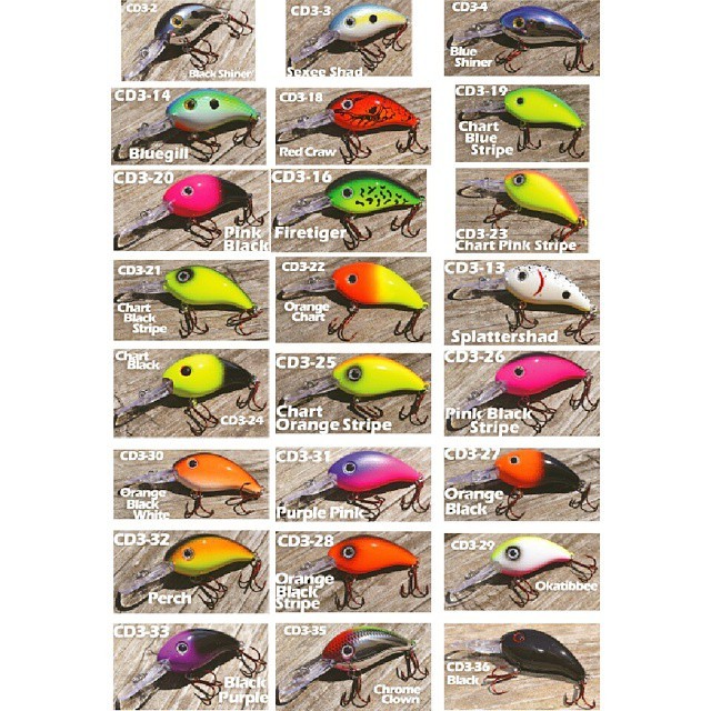 Arkie Lures Inc. on Tumblr: 350 Series Deep Diving Crankbait Color Chart.  Arkie's 350 Series have a steeper bill than our smaller 220 Series for  deeper