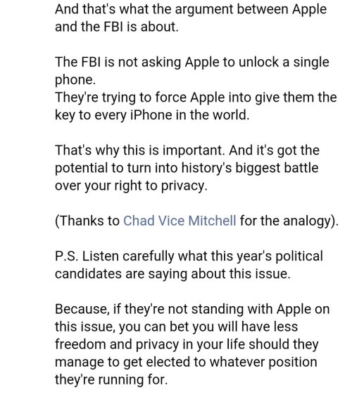 solacekames:56blogsstillcrazy:A little bit of a break down of the whole Apple Privacy thing. I get it now. And if the FBI gets hacked (which has happened before and could happen again) then that key could be used by pretty much anyone else in the world.