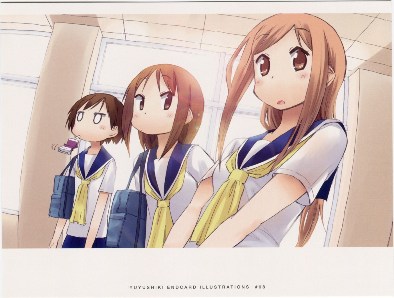 yatsuhashi:  aikawa chiho endcard hasegawa fumi kakifly okano kei seifuku yuyushiki