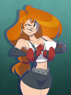 grimphantom2:  feathers-ruffled: I don’t know when I initially came up with this idea but it really makes sense when I keep thinking about it.  Plus Kimmie looks super cute in the outfit &lt;3 So hot! Seems like everyone like to dress as Tifa =P 