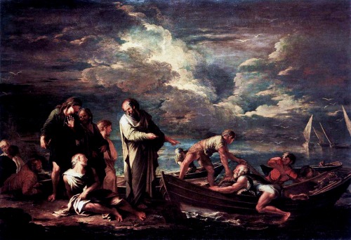 Salvator Rosa (Napoli 1615 - Roma 1673); Pitagora e il pescatore (Pythagoras and the fisherman), 1662; oil on canvas, 188 x 132 cm; Gemäldegalerie der Staatlichen Museen, Berlin