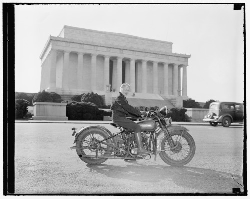 September 15, 1937. “First of fair sex to obtain motorcycle license in Capital. Washington, D.