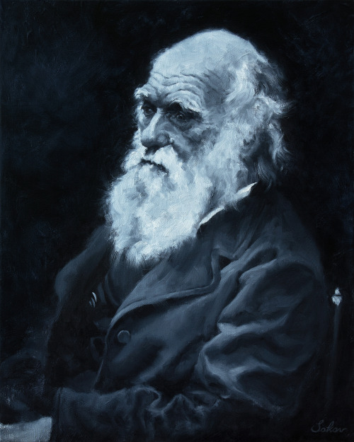 I oil painted Darwin by combining two references, one for the drawing, and one for the lighting. He 