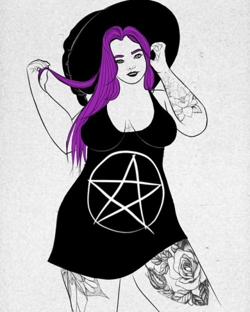 #chubby #chubbygirl #tattoo #tattooedgirls #witch #purplehair #drawing #draw #digital_art #digital_p