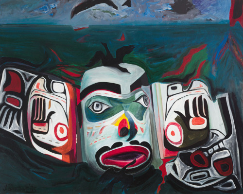 thunderstruck9:Jack Shadbolt (Canadian, 1909-1998), Bird Spirit, 1985. Acrylic on canvas, 48.5 x 60 