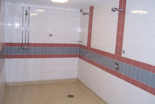 Men’s shower room at Tiverton Golf Club, UK