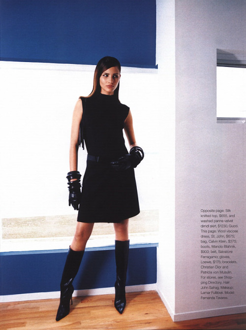 Fernanda Tavares in Black is Back, Marie Claire US, September 1999 Photography by Patrick 