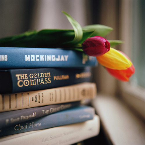 jellylovesbooks:the allure of flowers and books (By manyfires)