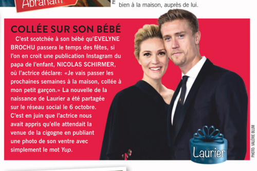 GLUED TO HER BABY LaurierEvelyne Brochu will spend the holidays glued to her baby, according to an I