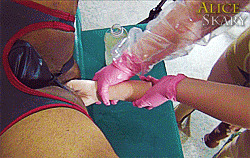 femdomvids:Fuckhole Trained With Both Hands and Fist Shaped Dildo