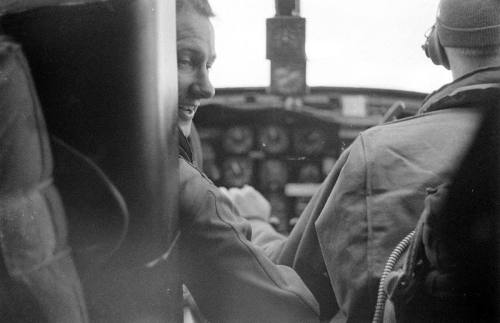 Inside the flight deck of a 386th Bomb Group B-26 on a mission over Normandy, 6 June 1944