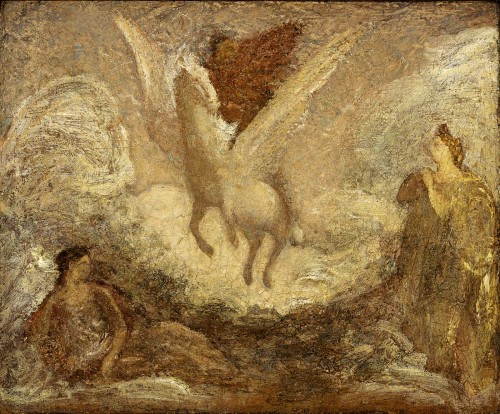 colourthysoul:Albert Pinkham Ryder - Pegasus Departing (1901)