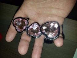 My new pink heart sissy butt plugs just came in the mail  Im so excited  Sissy cumdumpster Peaches