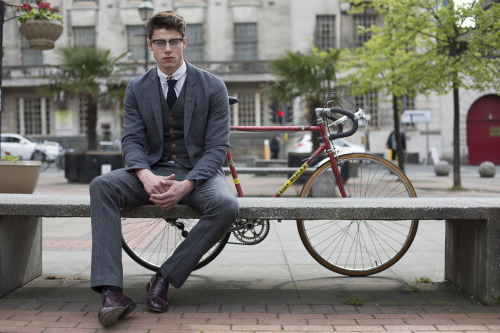 Joe Woodcock sat with bike.