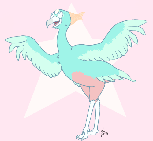 I drew Pearl as a secretary bird. I wish I had some profound reason for doing so but its pretty much solely because secretary birds look like they’re wearing little shorts.