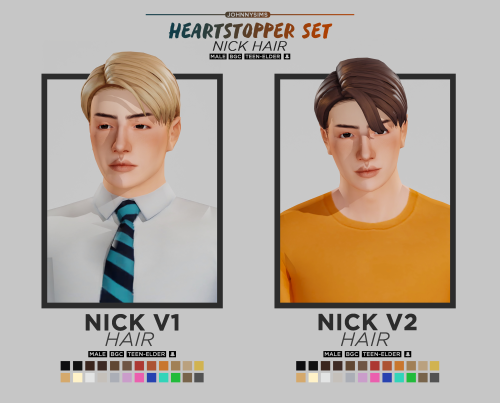 johnnysimmer: Heartstopper Set (Nick Hair)Here’s a hair set based on Nick Nelson’s hairs