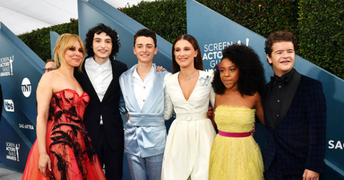 Stranger Things cast photographed at the 2020 Screen Actors Guild Awards, 1.19.20.