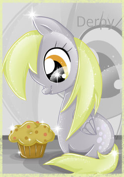 theponyartcollection:  Derpy watching muffin by ~SugarCubeLollipop