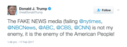 shadowcreature:  trollitics:  Reactions to Donald Trump labelling news media “the enemy of the American people” from:  David Axelrod, former adviser to President Barack Obama Carl Bernstein, investigative journalist and author who covered the Watergate