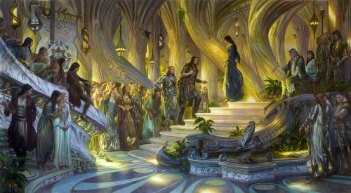 geekynerfherder:‘Beren and Luthien in the Court of Thingol and Melian’ by Donato Giancola