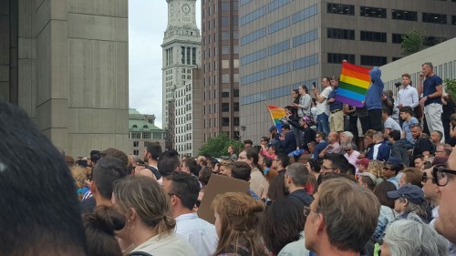 charmingpplincardigans: Some pictures from the Boston City Hall Plaza vigil for Orlando. Currently w