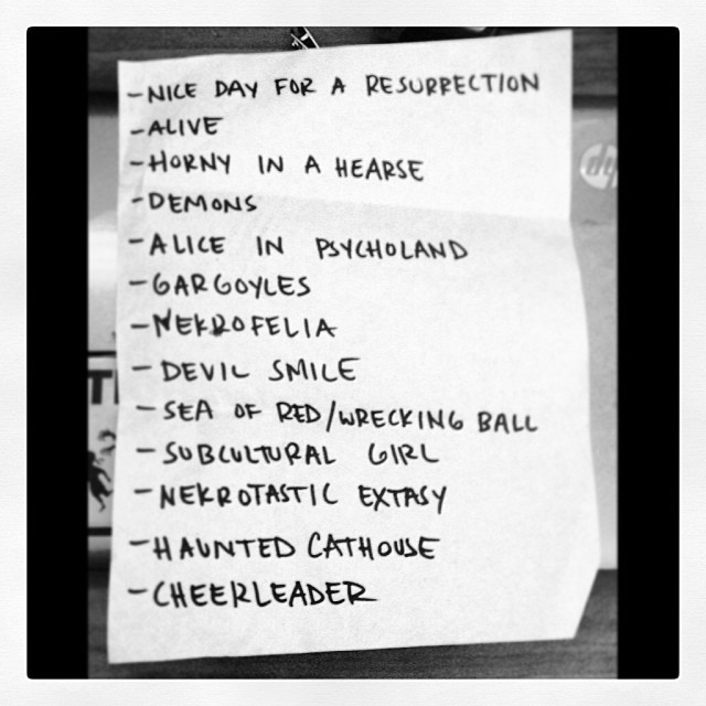 thenagainincidentally:  Guess who scored the setlist! #nekromantix #boston #royale