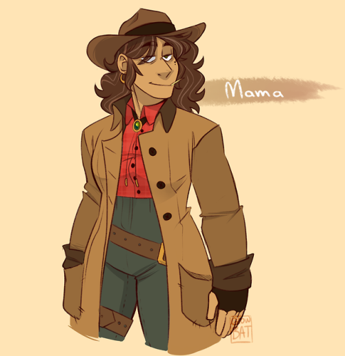 glowbat:i …really like mama ok[image description: an illustration of Mama, a woman wearing a long br