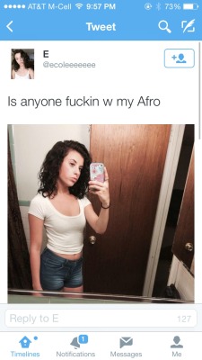 twistedgiggles:  kamikaze95:  Silence her.  What she thinks just cause her hair curls some that she has an afro…smh