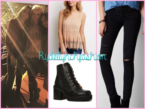 Rydel’s Outfit for the U2 Concert;Eyelet Mesh Layered Top (Exact) - No Longer AvailableJegging